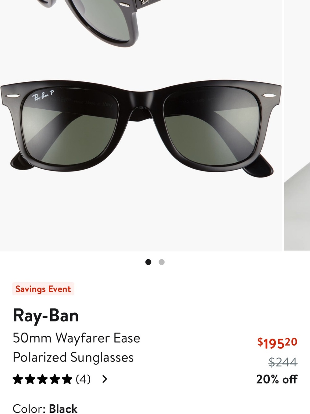 Ray-Ban Black Wayfarer Polarized Sunglasses
